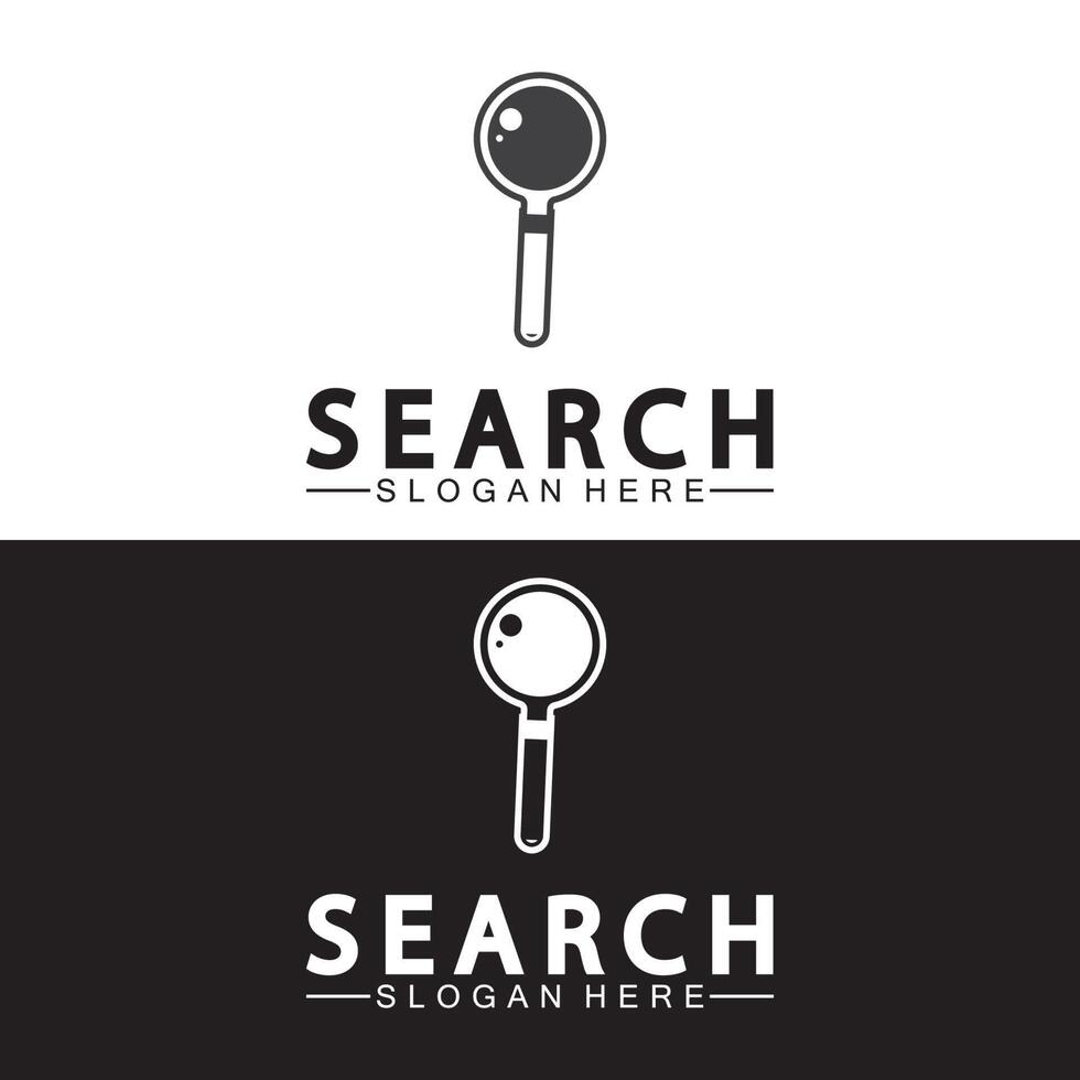 logo de recherche avec loupe et vecteur d'icône de symbole d'oeil