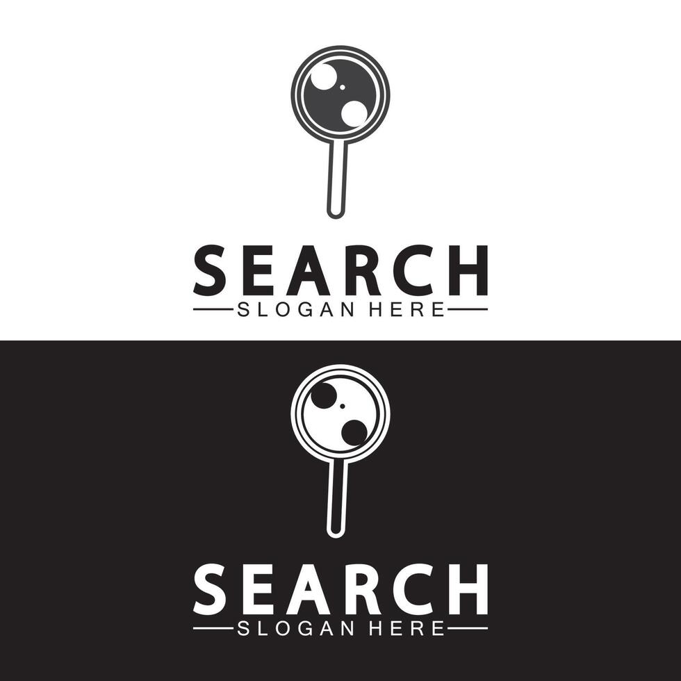 logo de recherche avec loupe et vecteur d'icône de symbole d'oeil