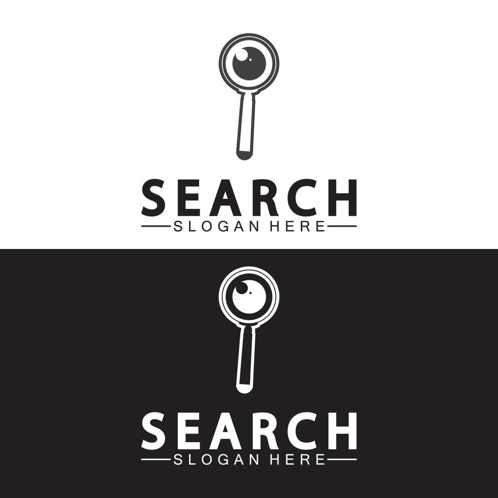 logo de recherche avec loupe et vecteur d'icône de symbole d'oeil