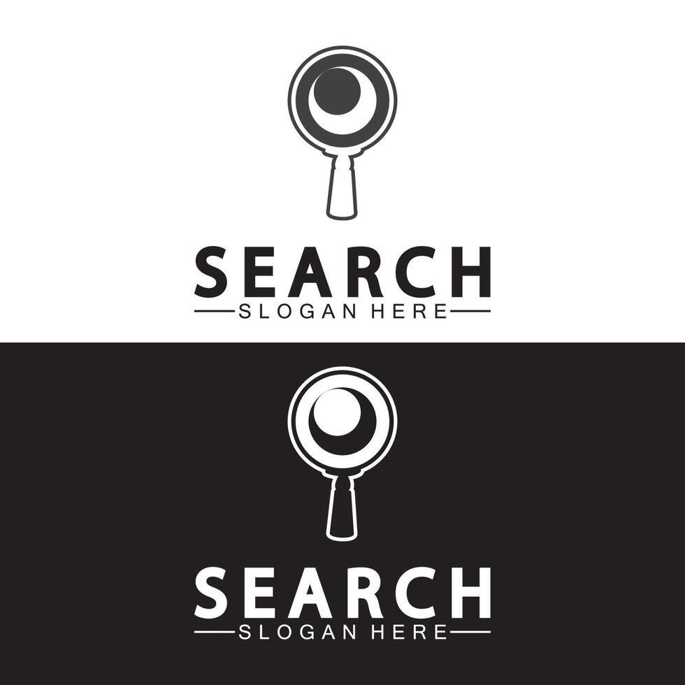 logo de recherche avec loupe et vecteur d'icône de symbole d'oeil