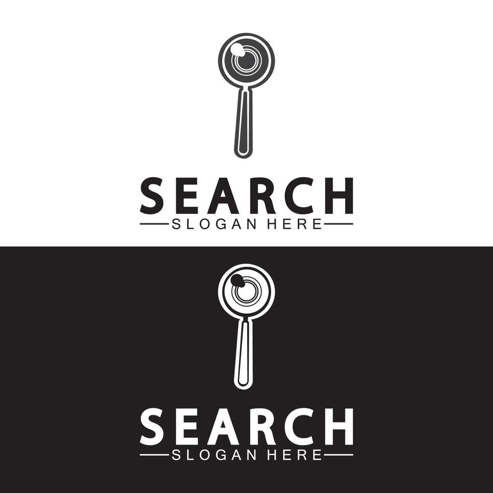 logo de recherche avec loupe et vecteur d'icône de symbole d'oeil