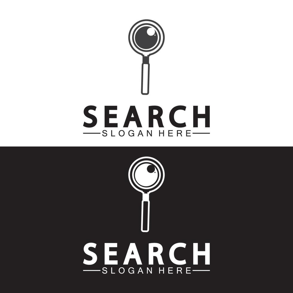 logo de recherche avec loupe et vecteur d'icône de symbole d'oeil