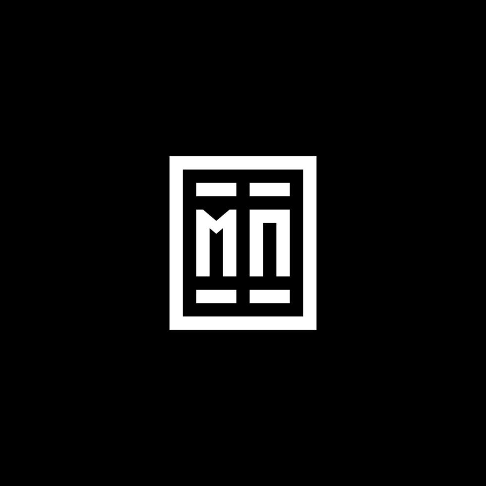 logo initial mn avec style de forme carrée rectangulaire vecteur