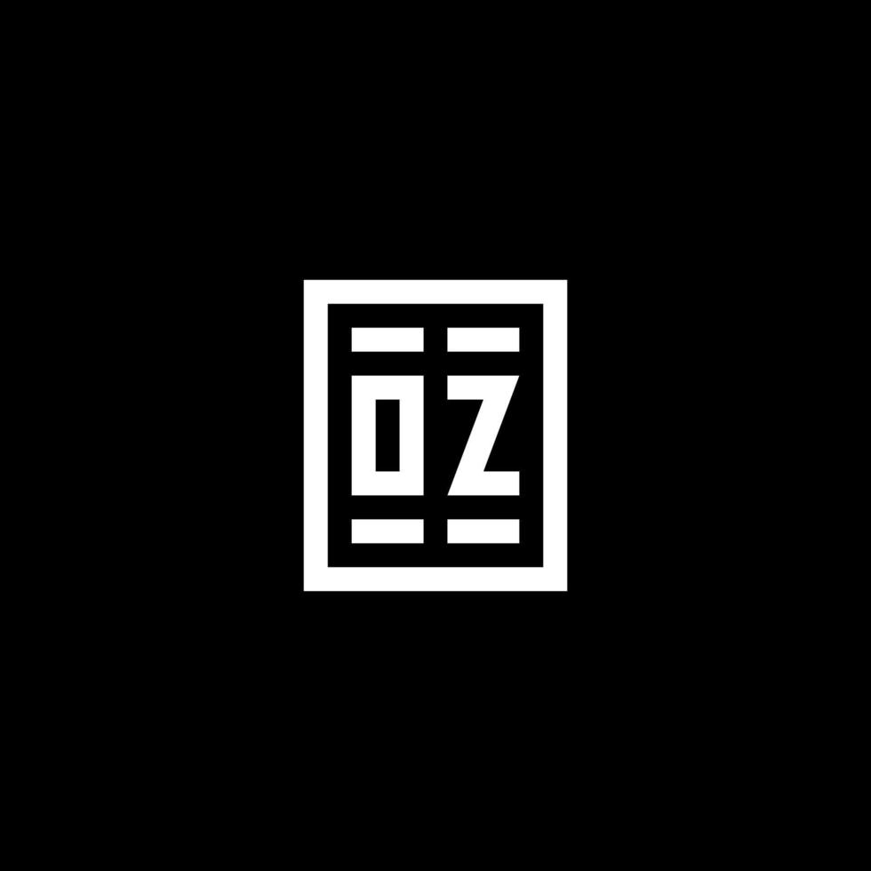 logo initial oz avec un style de forme carrée rectangulaire vecteur