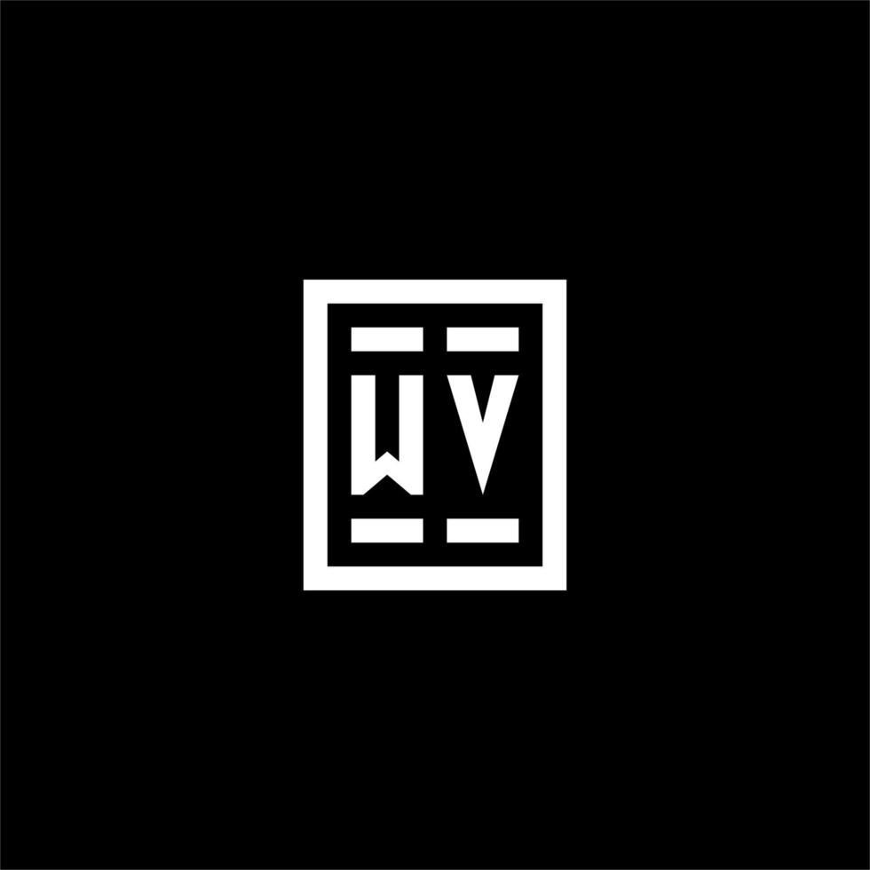 wv logo initial avec style de forme carrée rectangulaire vecteur
