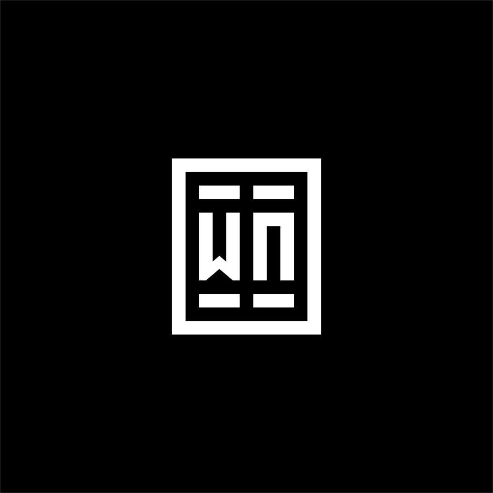 wn logo initial avec un style de forme carrée rectangulaire vecteur