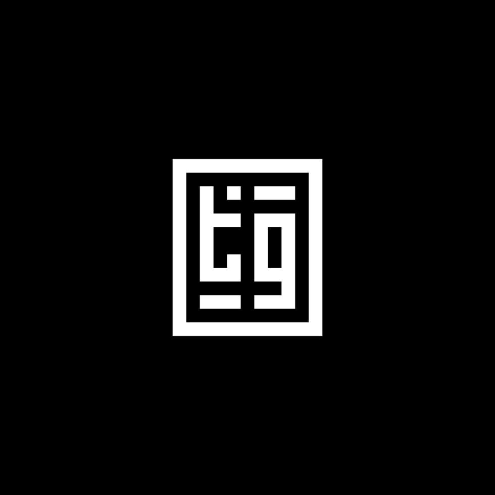 logo initial tg avec style de forme carrée rectangulaire vecteur