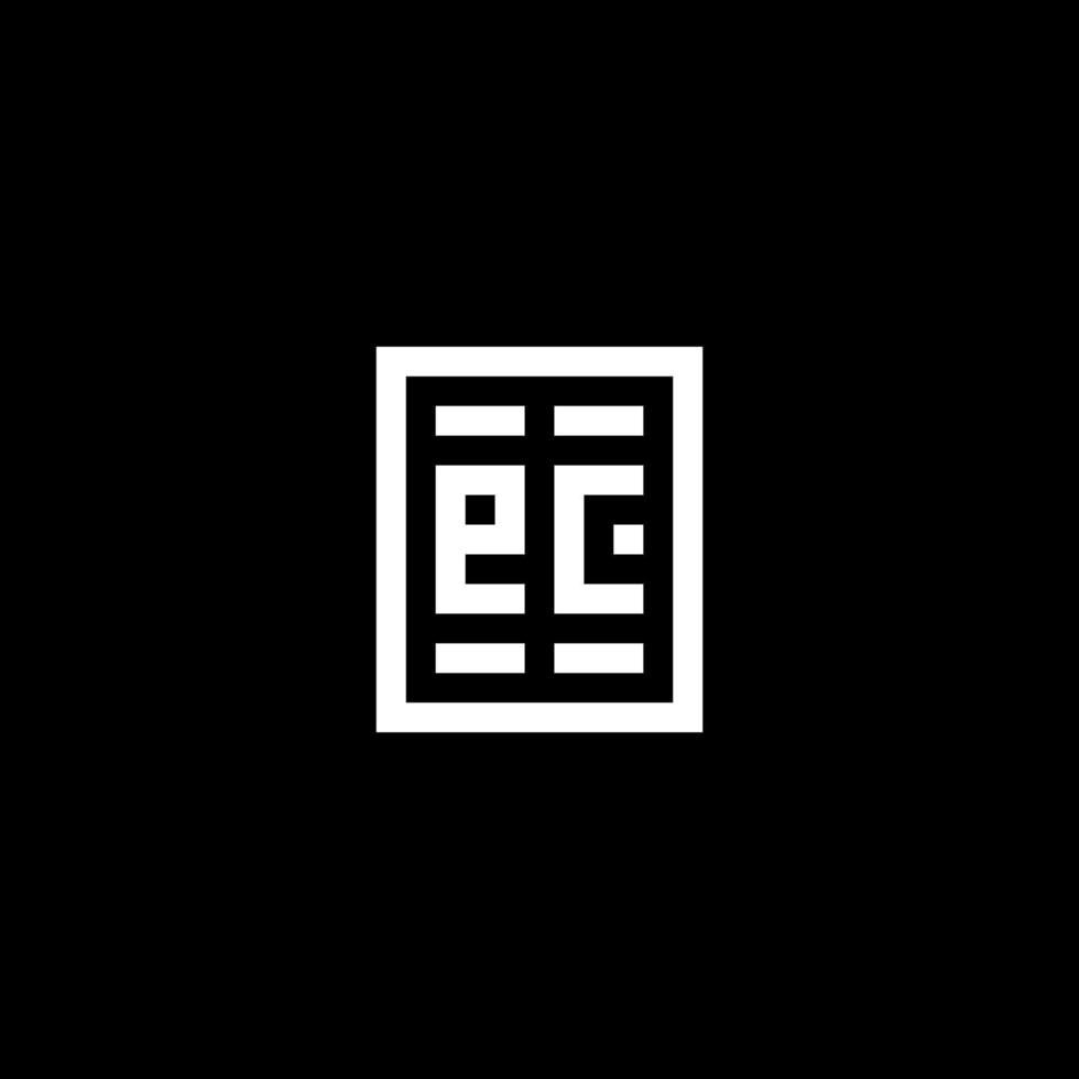logo initial ec avec style de forme carrée rectangulaire vecteur