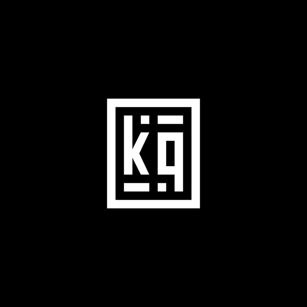 logo initial kq avec style de forme rectangulaire carrée vecteur