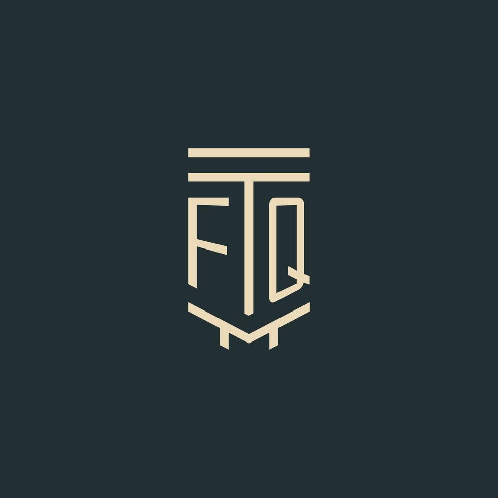 monogramme initial fq avec des conceptions de logo de pilier d'art en ligne simples vecteur