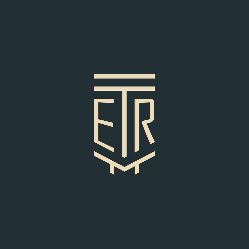 er monogramme initial avec des conceptions de logo de pilier d'art en ligne simples vecteur