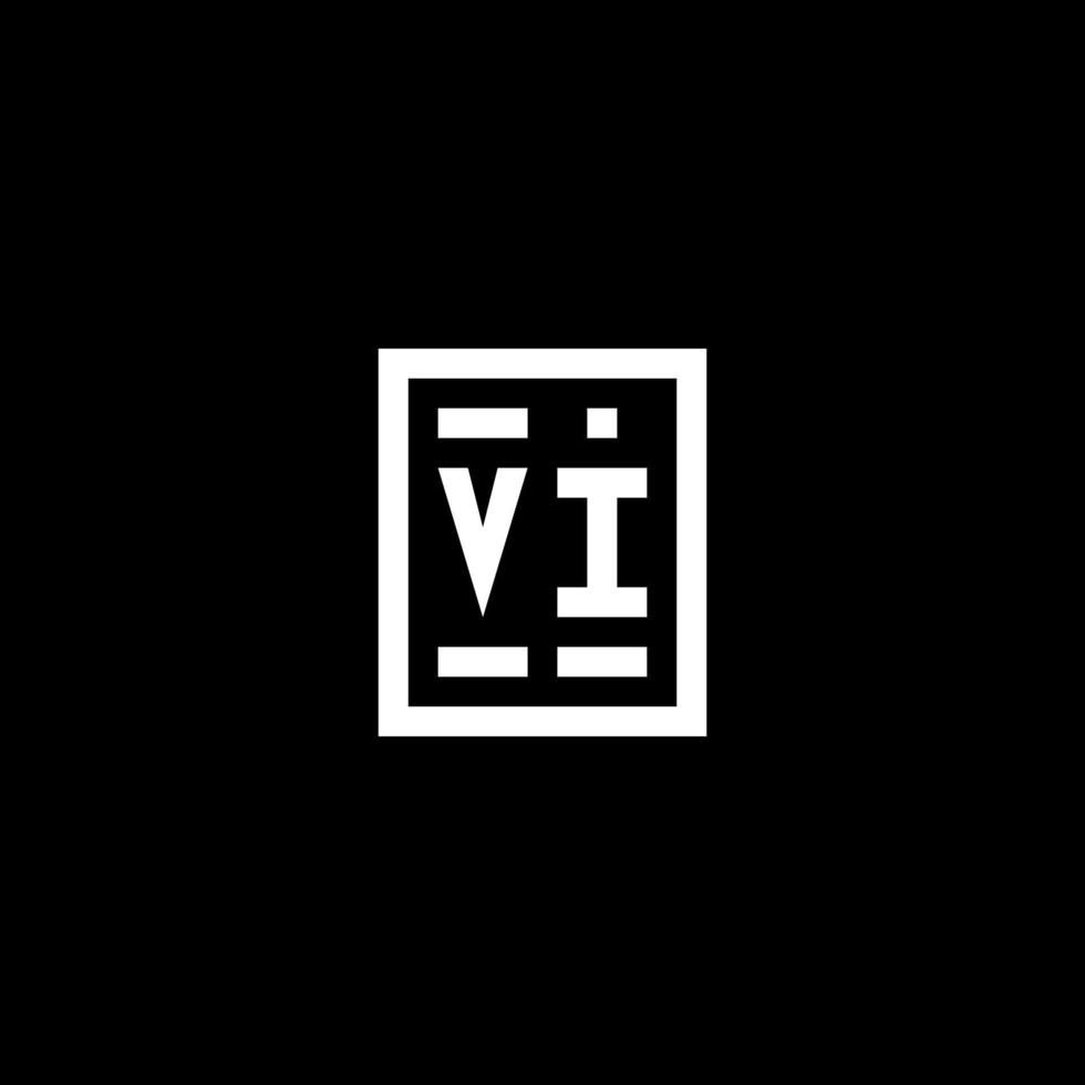 vi logo initial avec un style de forme carrée rectangulaire vecteur