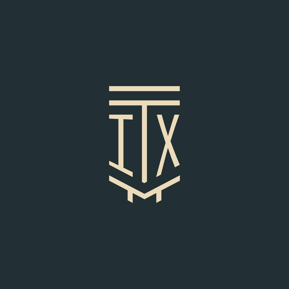 monogramme initial ix avec des conceptions de logo de pilier d'art en ligne simples vecteur