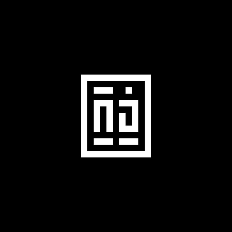 logo initial nj avec style de forme carrée rectangulaire vecteur