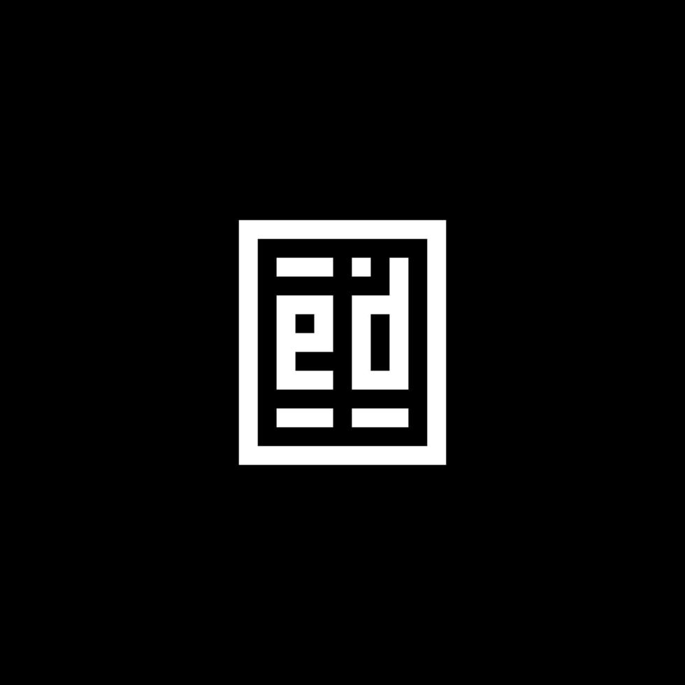 logo initial ed avec style de forme carrée rectangulaire vecteur