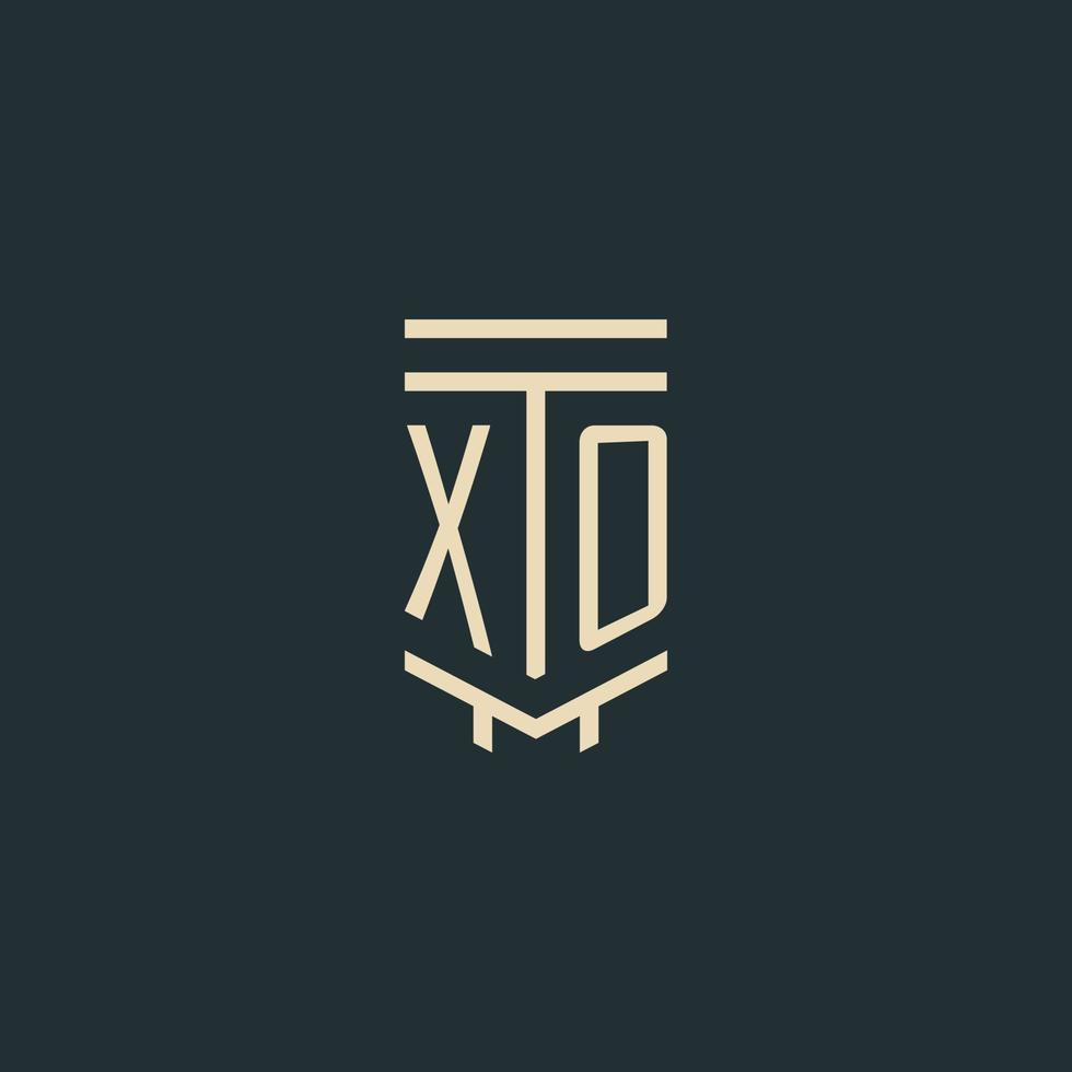 monogramme initial xo avec des conceptions de logo de pilier d'art en ligne simples vecteur