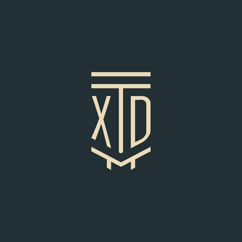 xd monogramme initial avec des conceptions de logo de pilier d'art en ligne simple vecteur