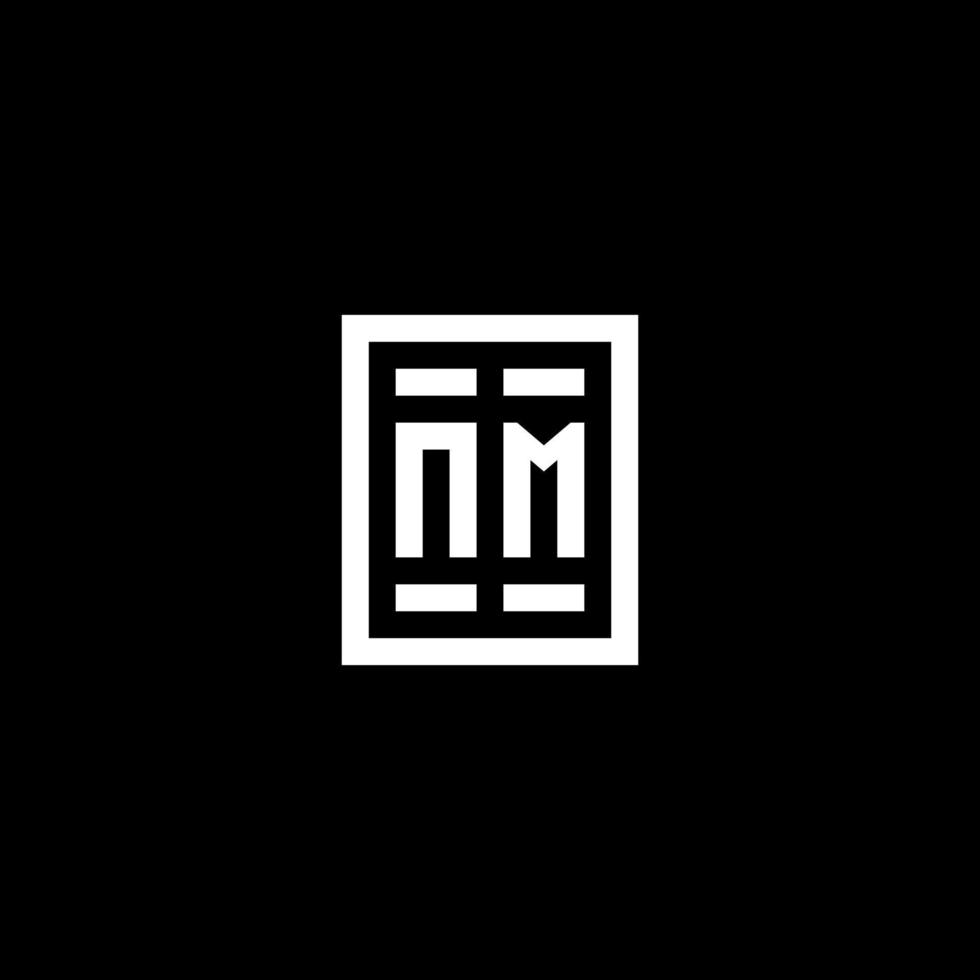 logo initial nm avec style de forme carrée rectangulaire vecteur