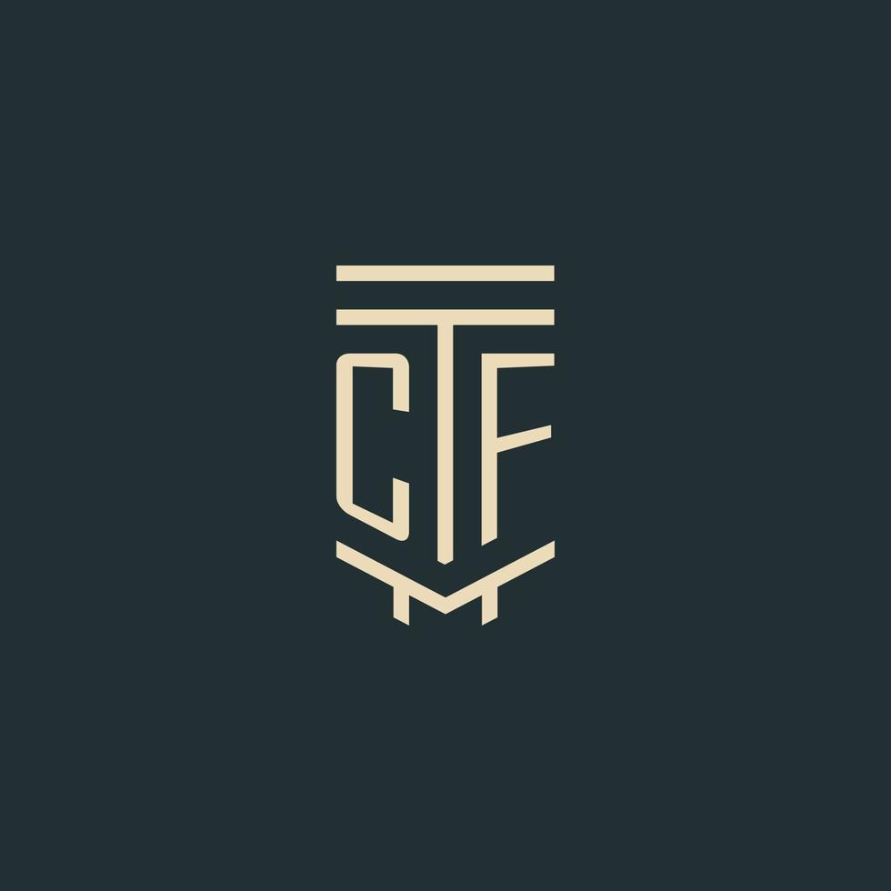 monogramme initial cf avec des conceptions de logo de pilier d'art en ligne simples vecteur