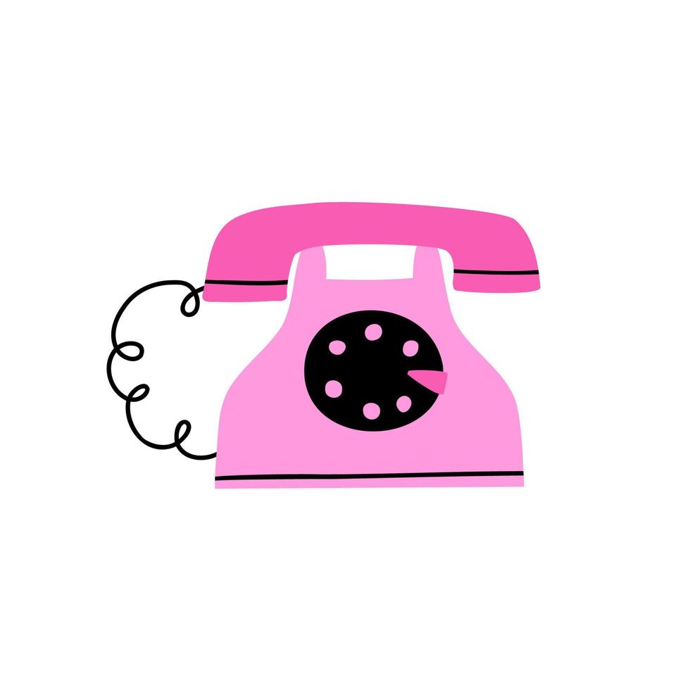 téléphone rétro dessiné à la main dans un style plat. illustration vectorielle vecteur