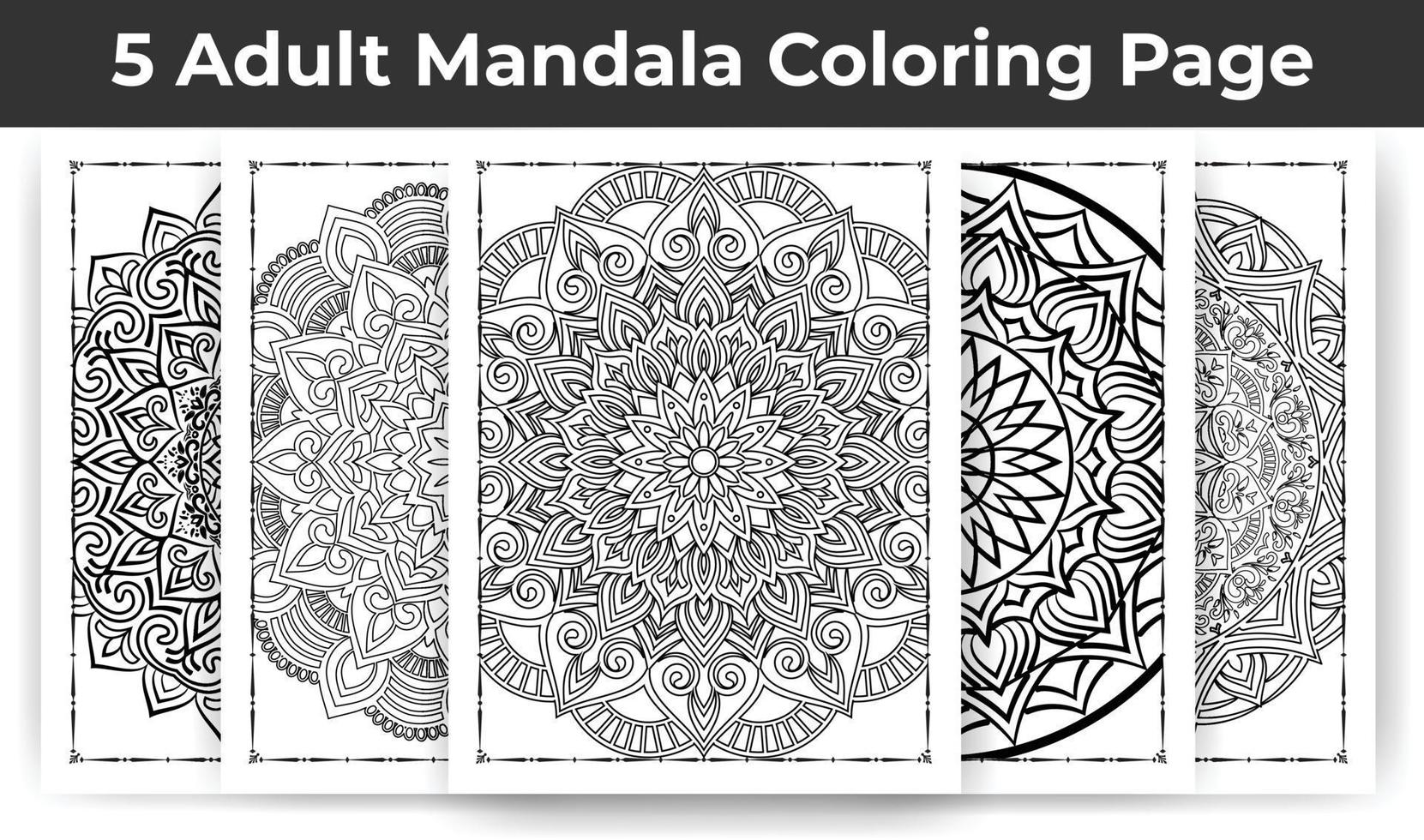 05 pages à colorier adultes mandala pour l'intérieur, pages à colorier adultes intérieur. vecteur