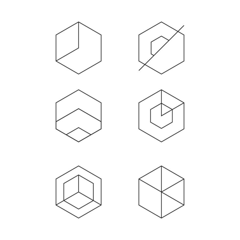 ensemble de forme hexagonale de ligne géométrique logo simple préfabriqué vecteur