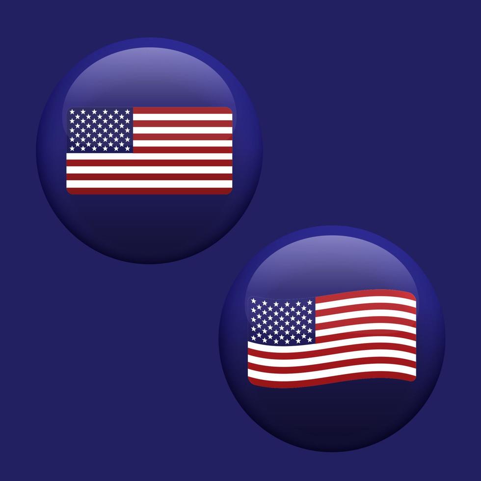 american usa waving flag situé à l'intérieur de l'effet de bouton bulle bleu brillant vecteur