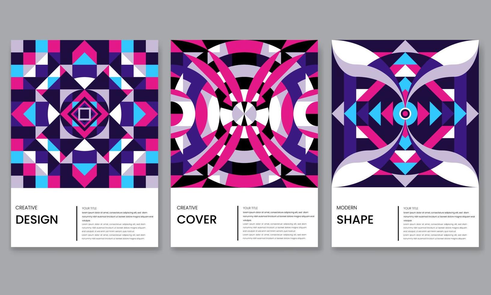 ensemble de couvertures abstraites colorées modernes, fond de motif suisse géométrique minimal. composition de forme unique pour affiche, couverture, carte vecteur