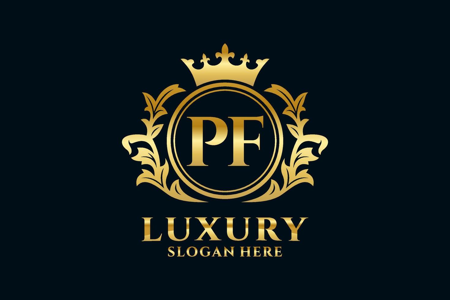 modèle de logo de luxe royal lettre initiale pf dans l'art vectoriel pour les projets de marque de luxe et autres illustrations vectorielles.