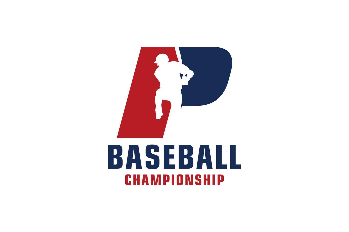 lettre p avec création de logo de baseball. éléments de modèle de conception de vecteur pour l'équipe sportive ou l'identité d'entreprise.