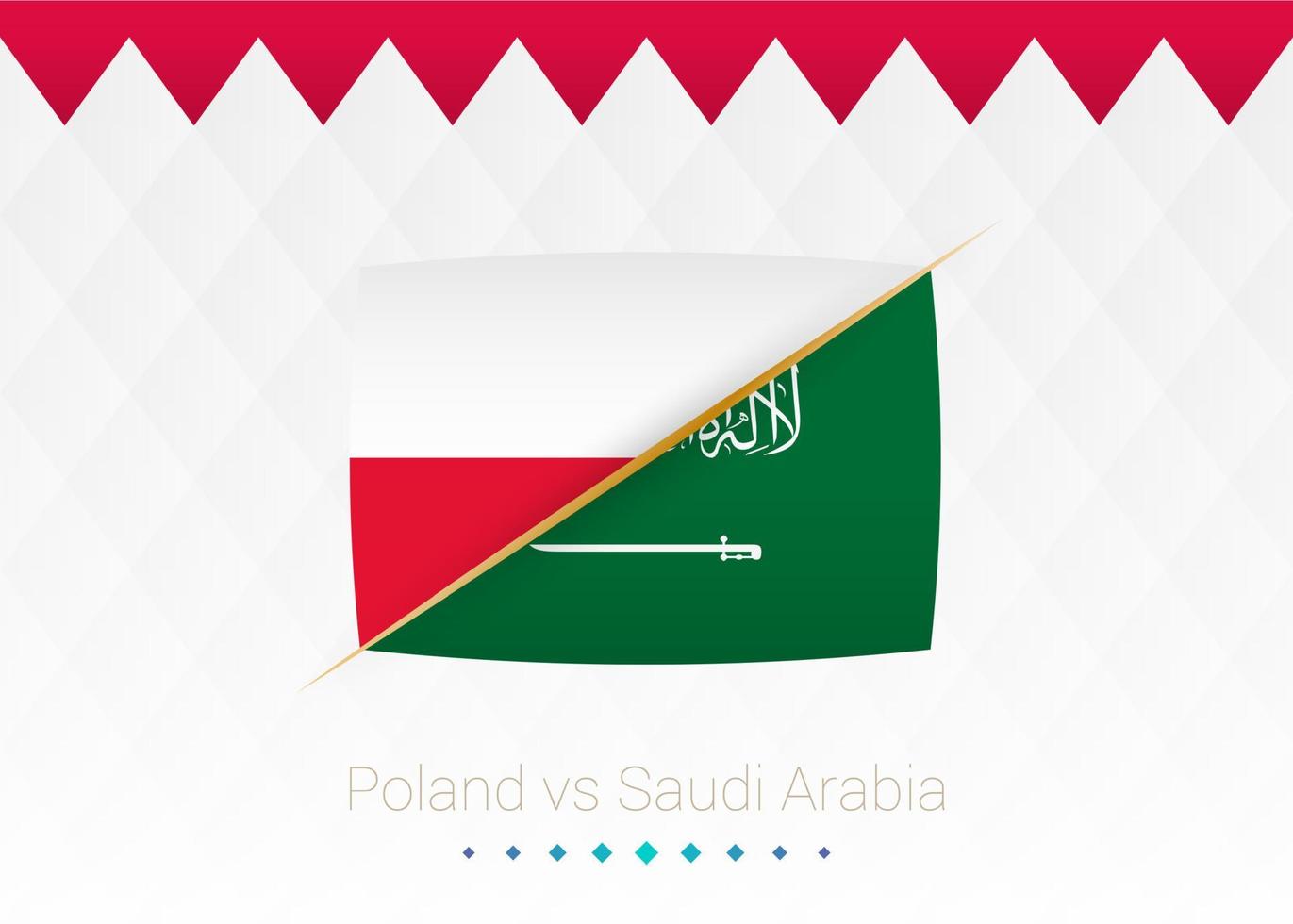 équipe nationale de football pologne vs arabie saoudite. match de football 2022 contre icône. vecteur