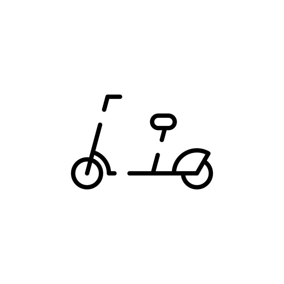scooter, modèle de logo d'illustration vectorielle d'icône de ligne pointillée de scooter de coup-de-pied. adapté à de nombreuses fins. vecteur