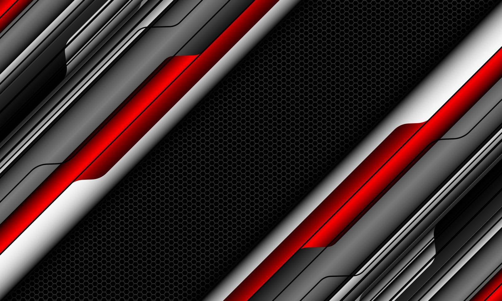 abstrait gris rouge métallisé cyber noir circuit géométrique avec sombre hexagone maillage conception moderne futuriste technologie fond vecteur
