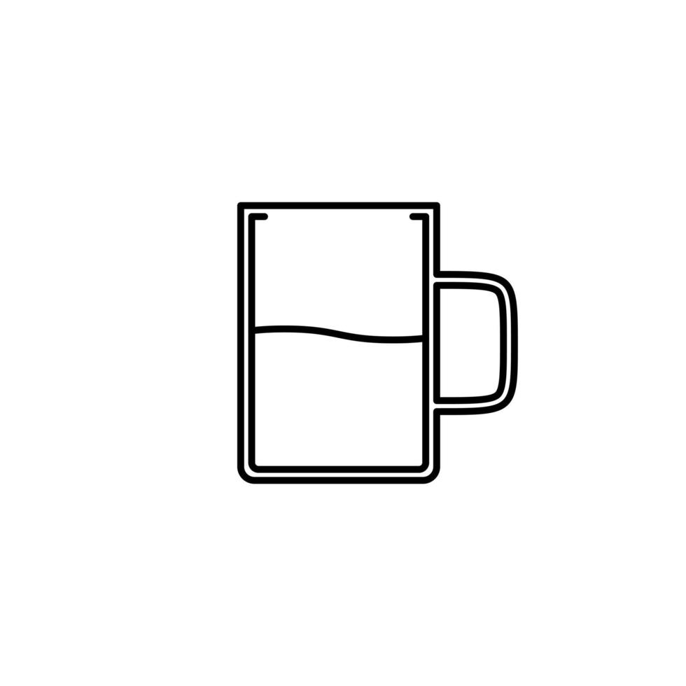 icône de tasse à moitié remplie d'eau sur fond blanc. style simple, ligne, silhouette et épuré. noir et blanc. adapté au symbole, au signe, à l'icône ou au logo vecteur