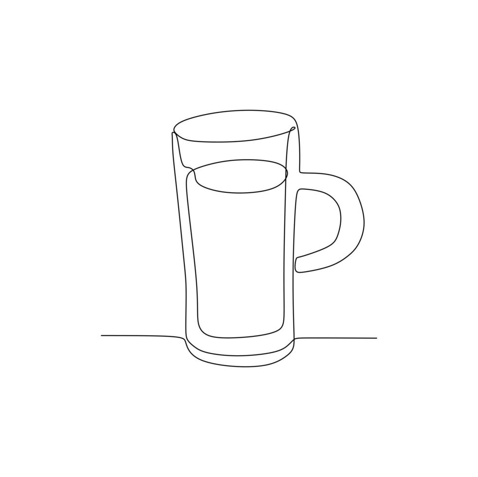 un verre d'eau. illustration vectorielle de dessin au trait continu. conception de style simple dessiné à la main pour le concept de nourriture et de boissons vecteur