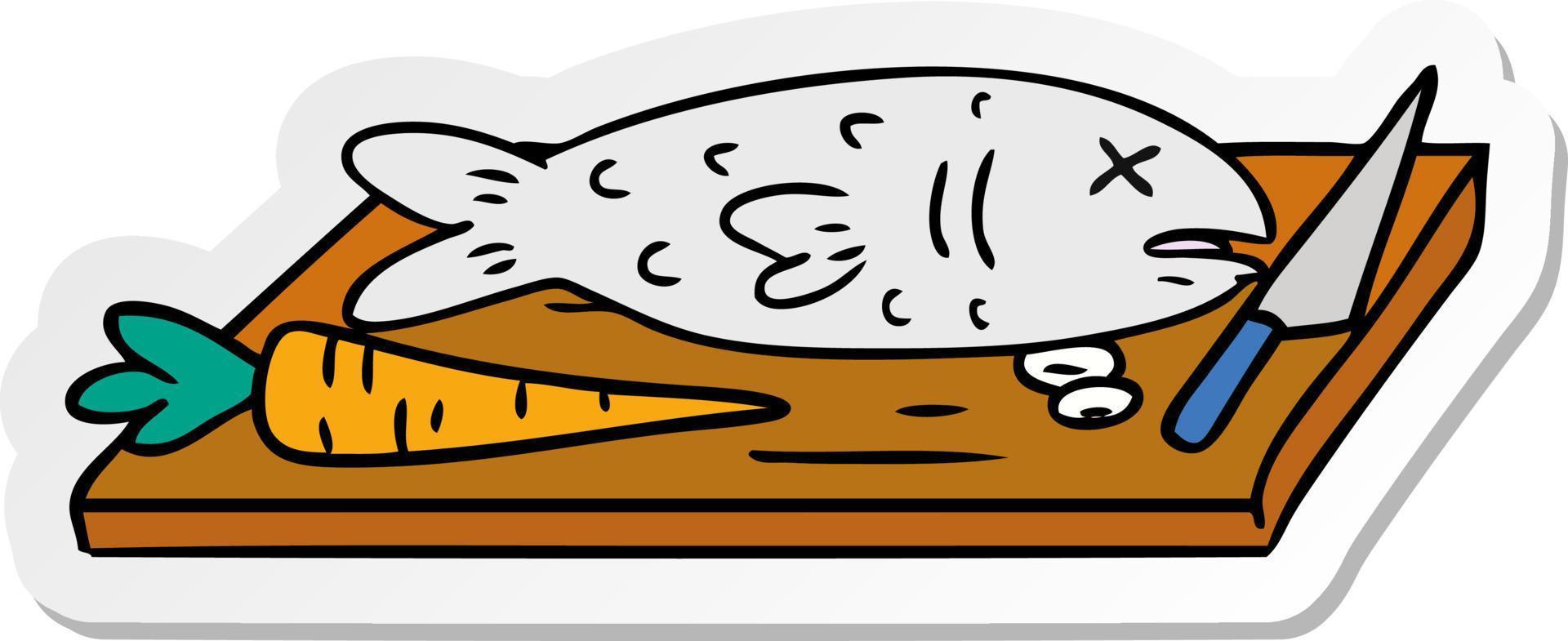 autocollant dessin animé doodle d'une planche à découper alimentaire vecteur