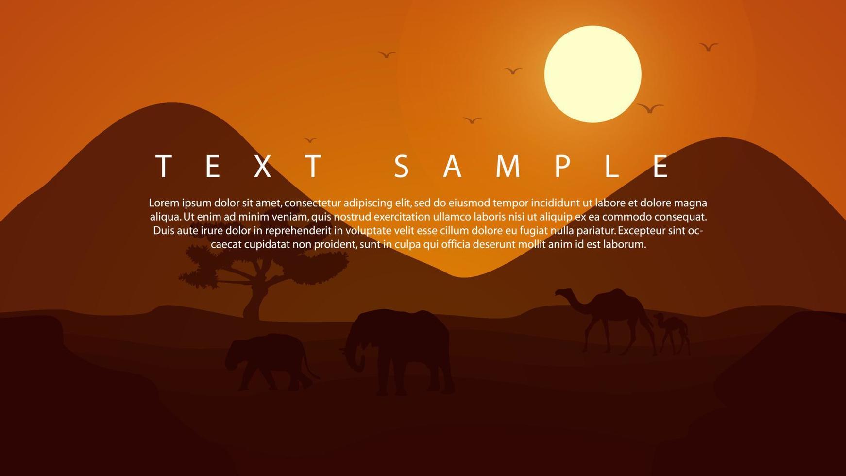 paysage nature désert afrique avec silhouette d'animaux vecteur