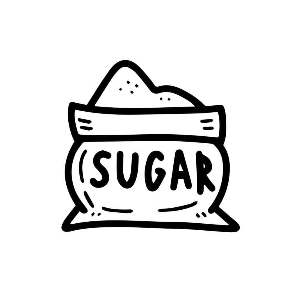 sucre sac doodle illustration vectorielle vecteur