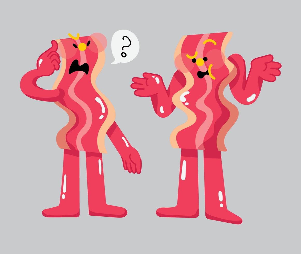personnage de bacon confus conception de mascotte plate vecteur