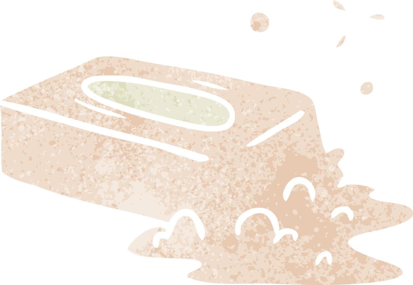 dessin animé rétro doodle d'un savon bouillonnant vecteur