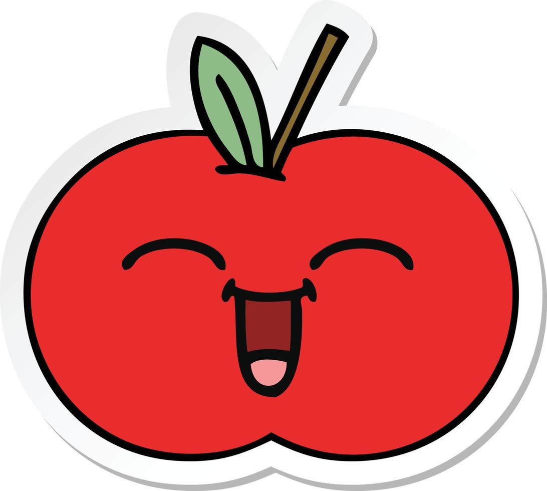 autocollant d'une pomme rouge de dessin animé mignon vecteur