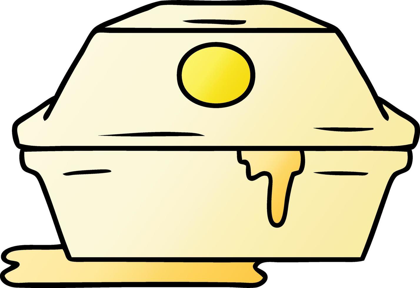 doodle de dessin animé dégradé d'un conteneur de hamburger de restauration rapide vecteur