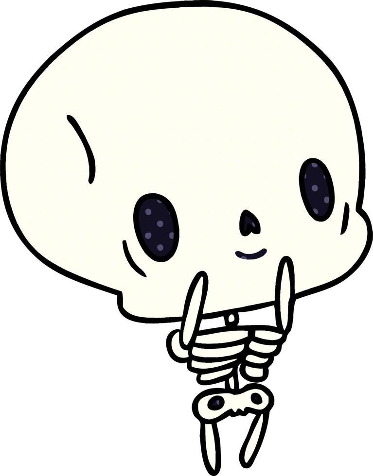 dessin animé kawaii mignon squelette mort vecteur