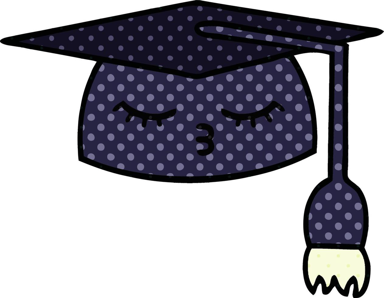 chapeau de graduation de dessin animé de style bande dessinée vecteur