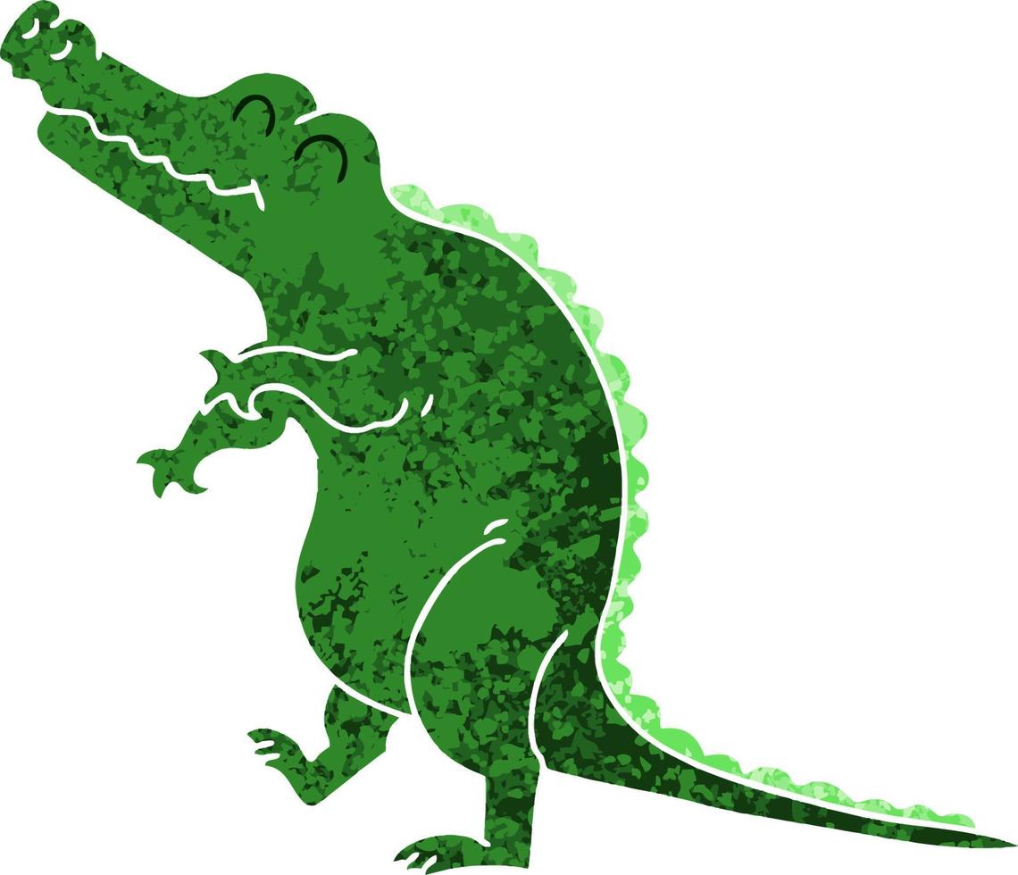 crocodile de dessin animé de style rétro excentrique vecteur