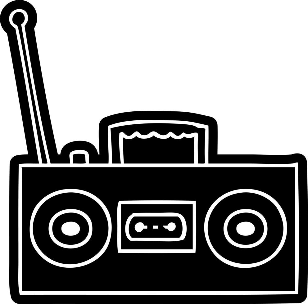 icône de dessin animé dessin d'un lecteur de cassettes rétro vecteur