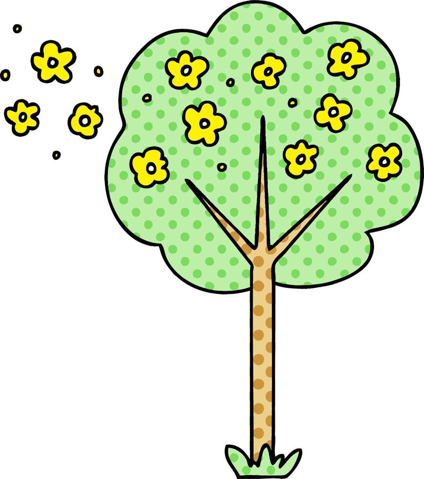 arbre de dessin animé de style bande dessinée excentrique vecteur