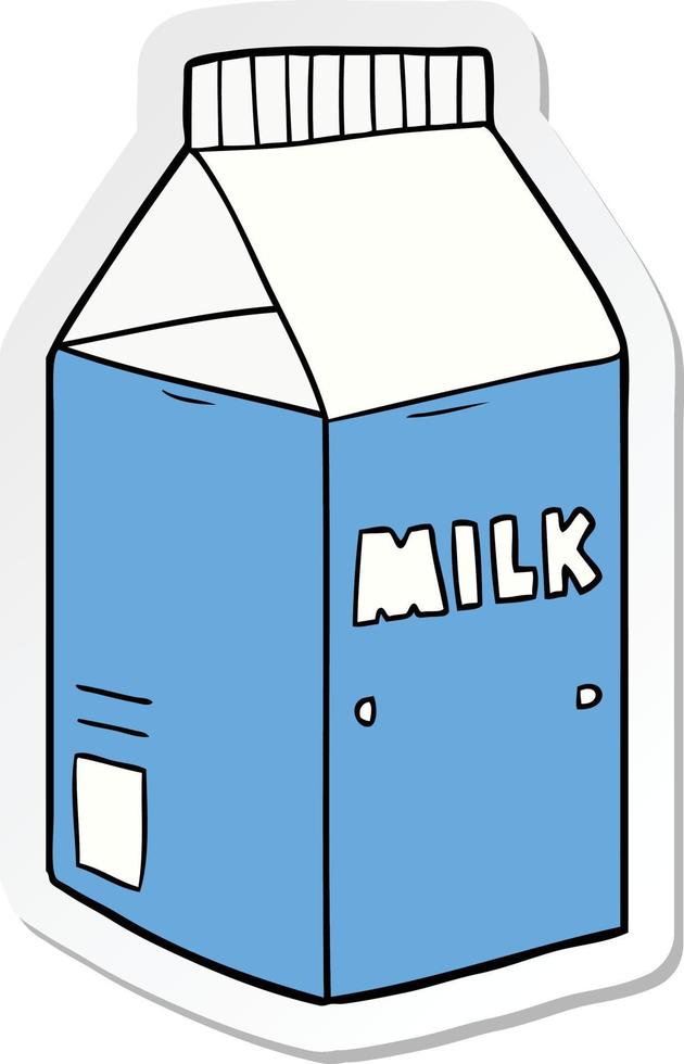 autocollant d'un carton de lait de dessin animé vecteur