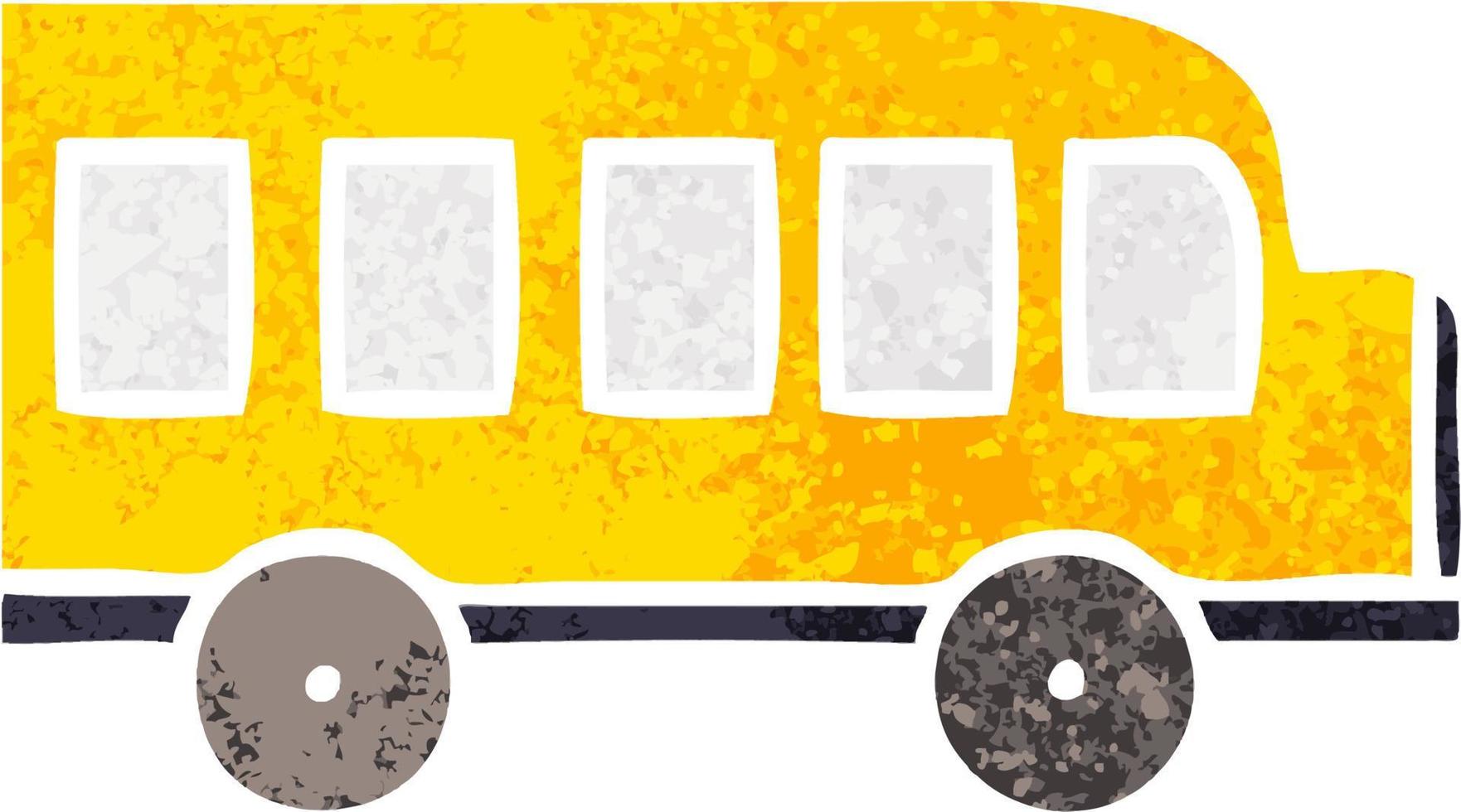 autobus scolaire de dessin animé de style illustration rétro vecteur