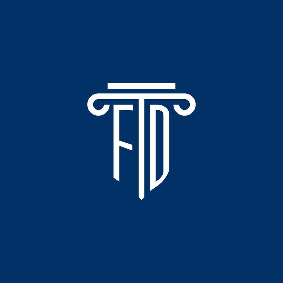 monogramme du logo initial fd avec icône de pilier simple vecteur